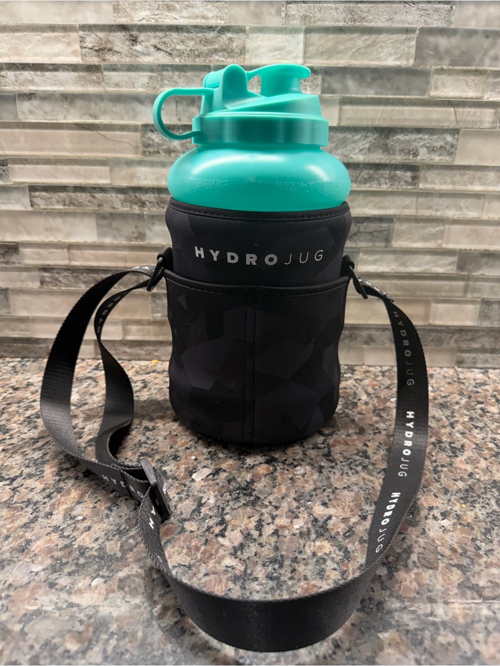 HydroJug Turquoise Wide-Mouth Water Bottle with sleeve